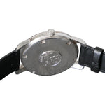 Watch case with brand logo on a gray background