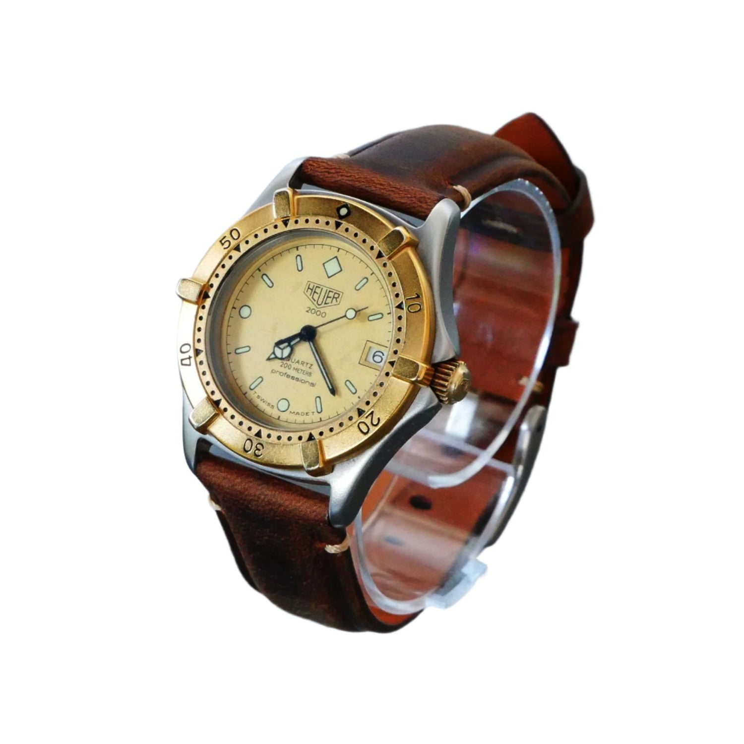 Heuer, 2000 (Vintage, circa mid 80's) 34mm, 2 tone, Quartz. reference 964.013 (In Stock Item)