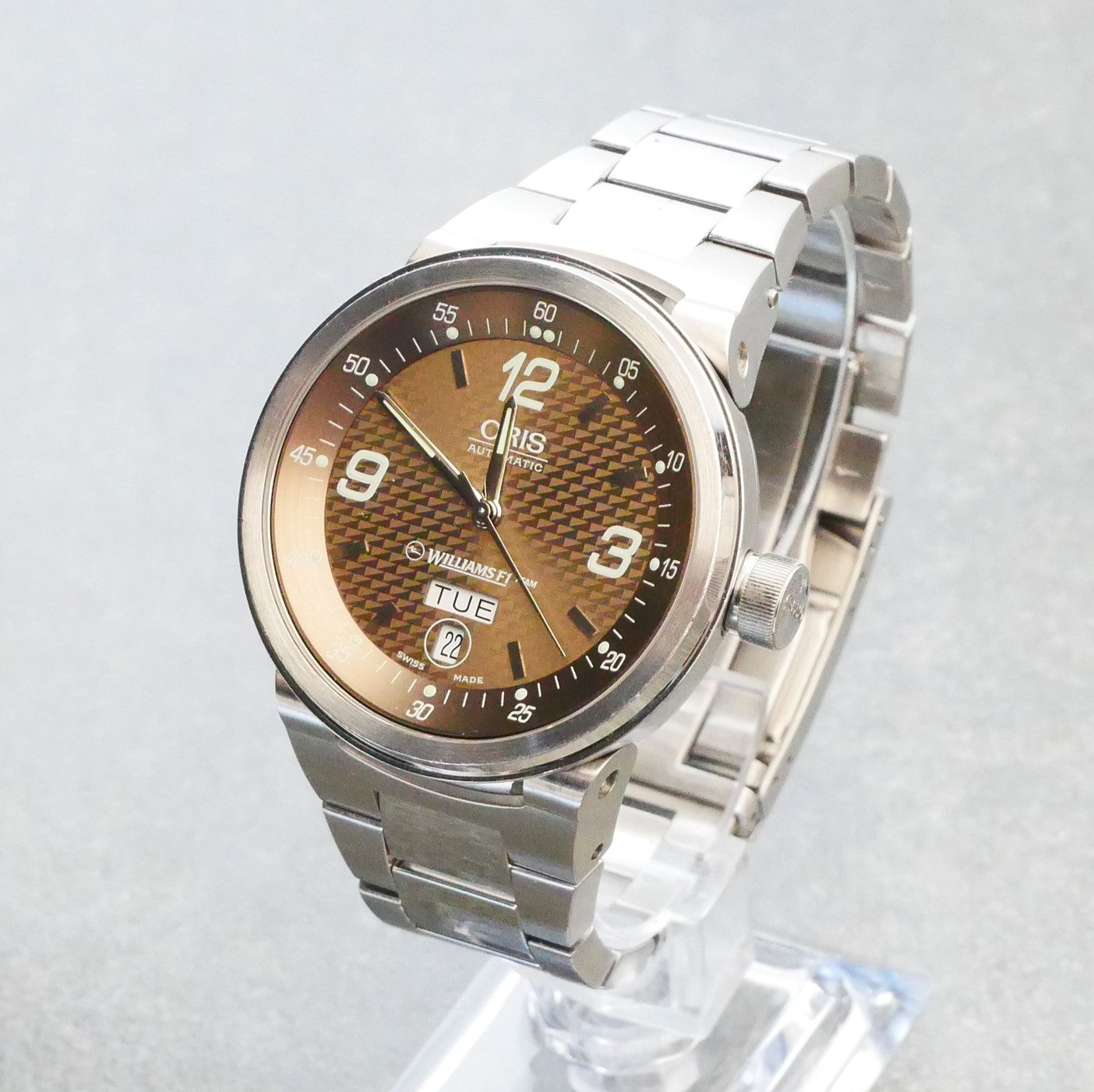 Oris TT2, Day Date, Automatic watch, 40.5mm Brown dial